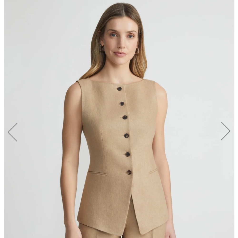 Lafayette 148 Linen Cutaway Vest - Picture 2 of 4